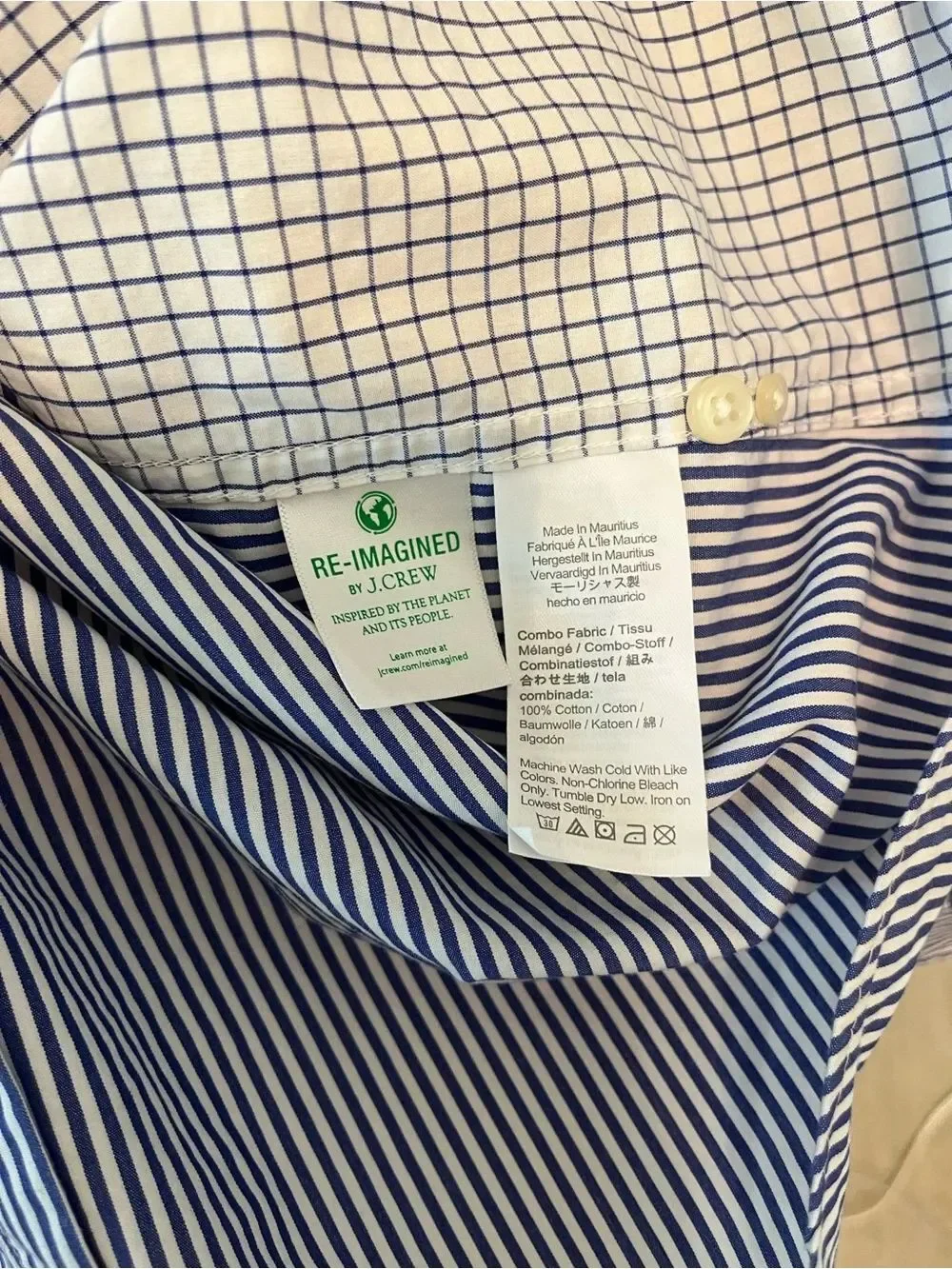 NWT J. Crew Secret Wash Stripe & Gingham Button-Down Slim Fit Organic Shirt